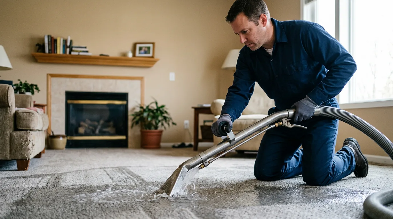 Water damage restoration technician working near Kingston, NH